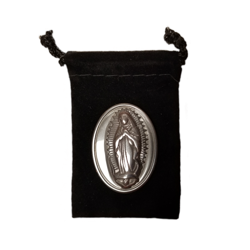 Hematite Stone Mary Token with Pouch