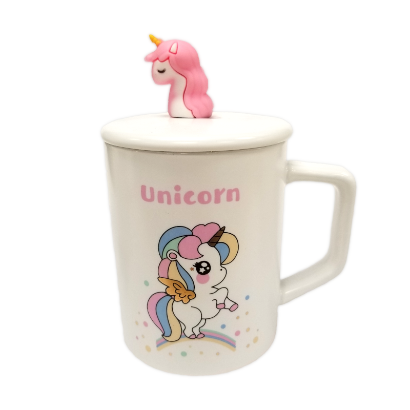 Unicorn Mug with Lid & Spoon - Rearing Unicorn