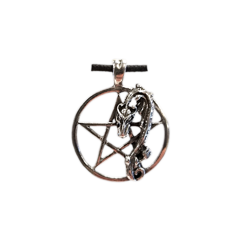 Wicca Pewter Pendant - Dragon Pentacle
