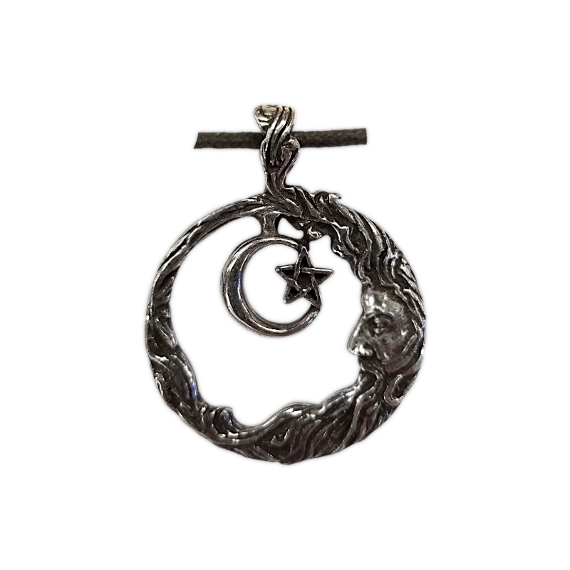 Wicca Pewter Pendant - Pentacle of the Moon (B)