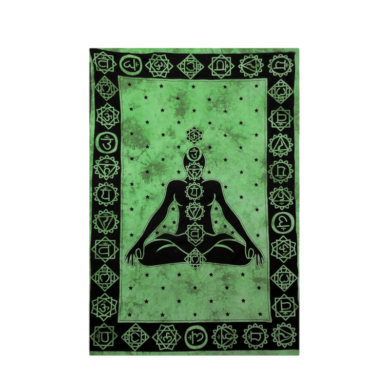 Peaceful Mountain Green Chankra Tapestry