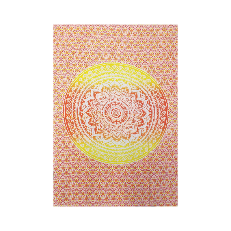 Peaceful Mountain Orange & Yellow Mandala Tapestry