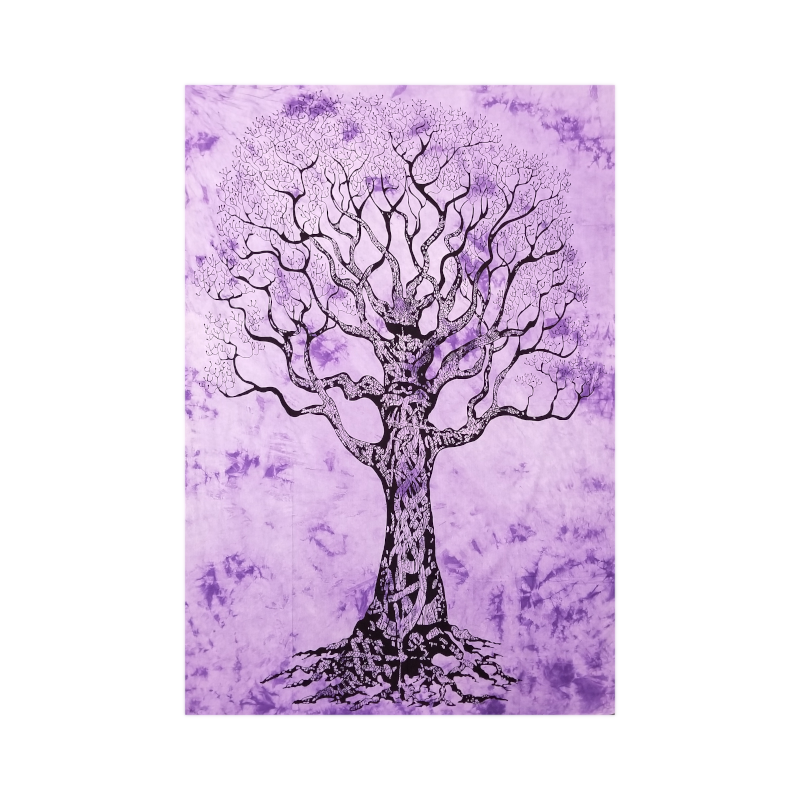 Peaceful Mountain Purple Tree of Life Tapestry