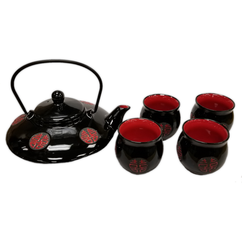Black & Red Porcelain Tea Set